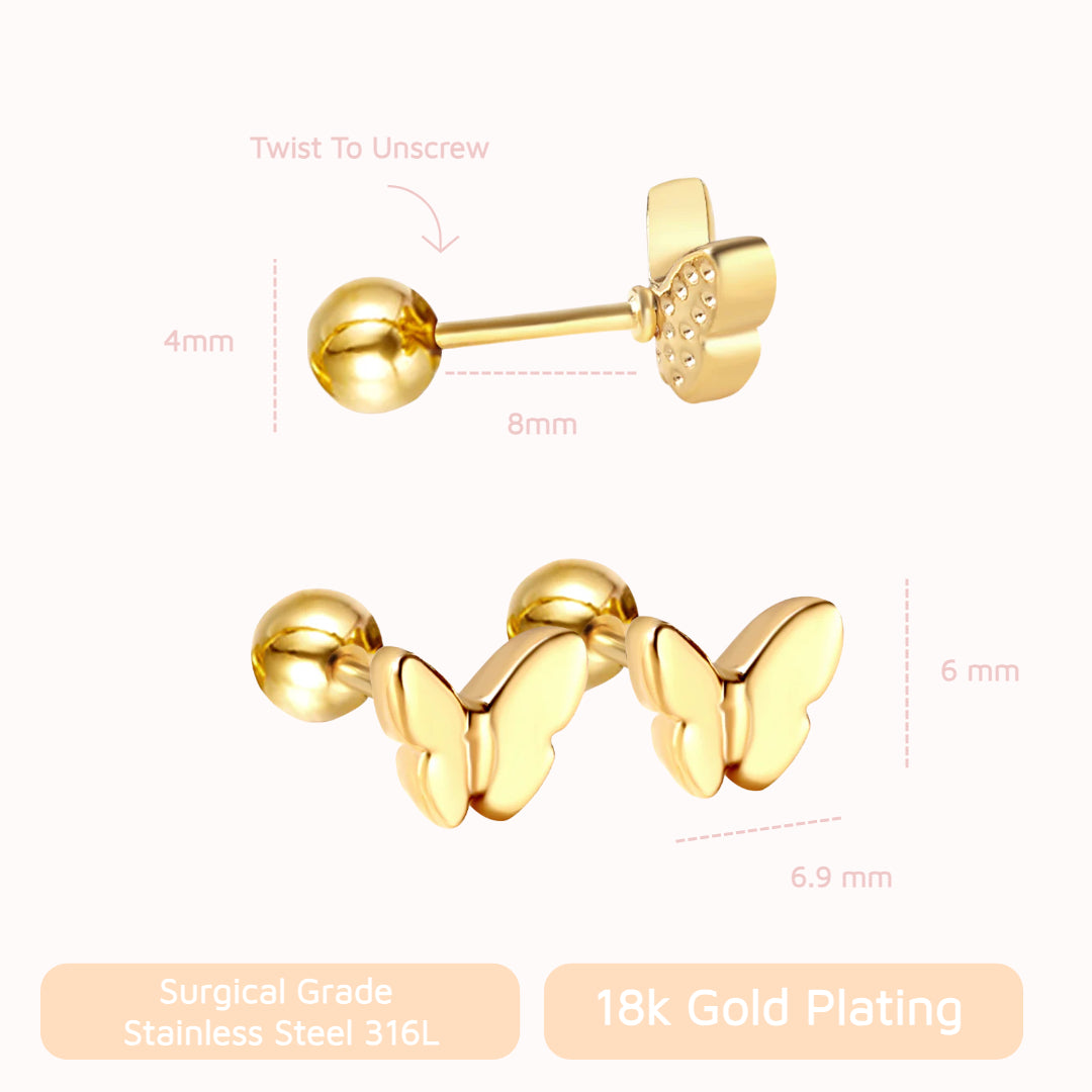 Flutter Screw Back Studs Silver