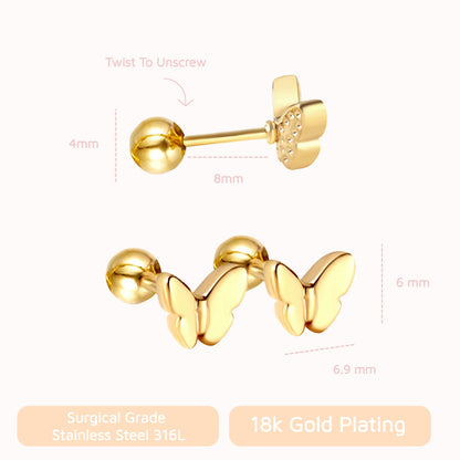 Flutter Screw Back Studs Silver