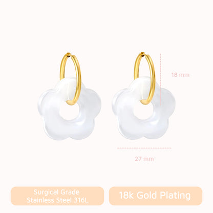 Frosted Bloom Hoops White