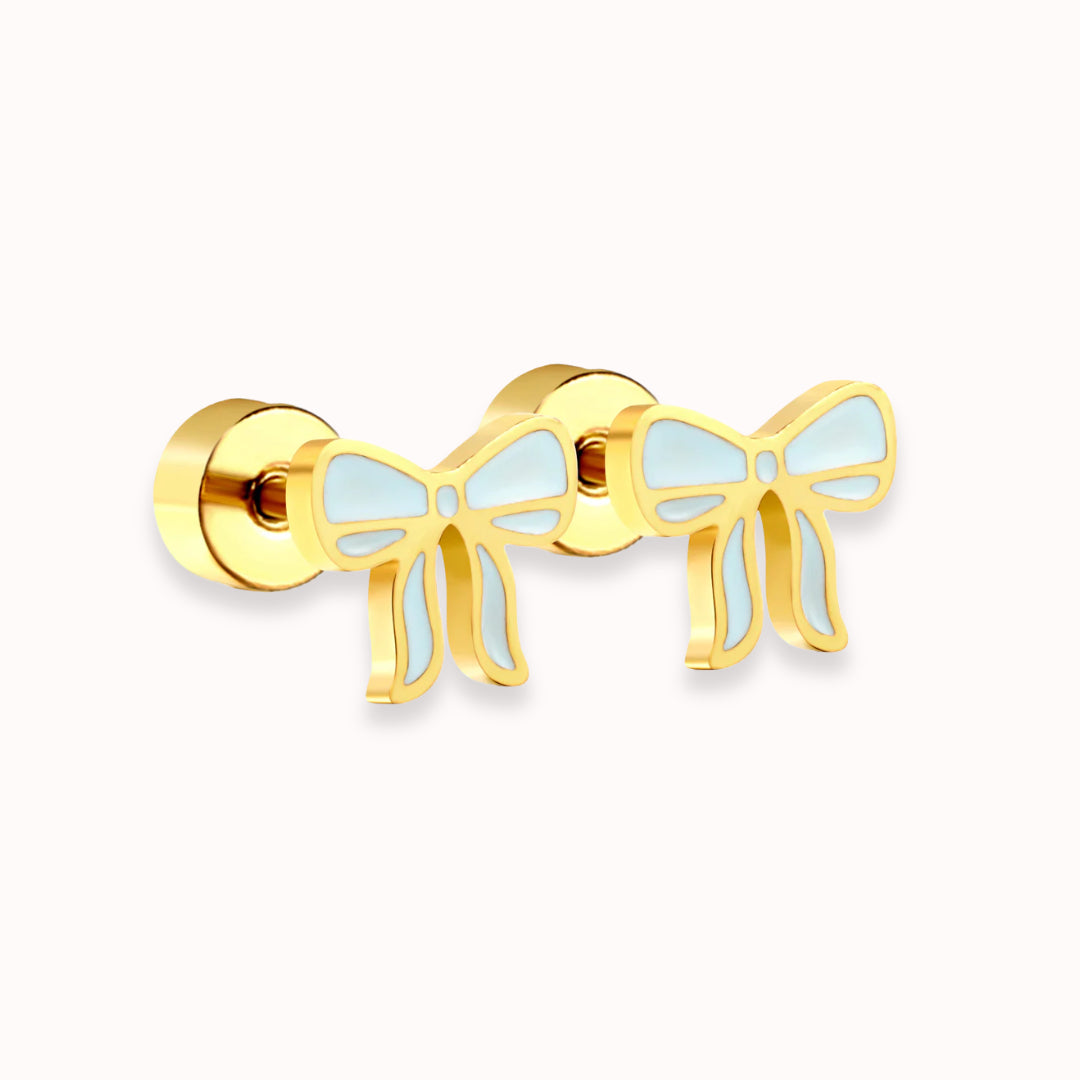Frosted Bow Flat Back Studs