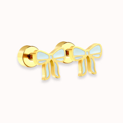 Frosted Bow Flat Back Studs