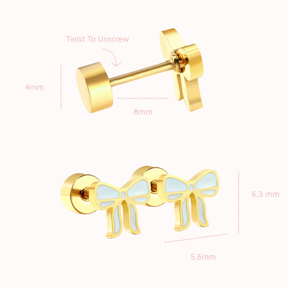 Frosted Bow Flat Back Studs
