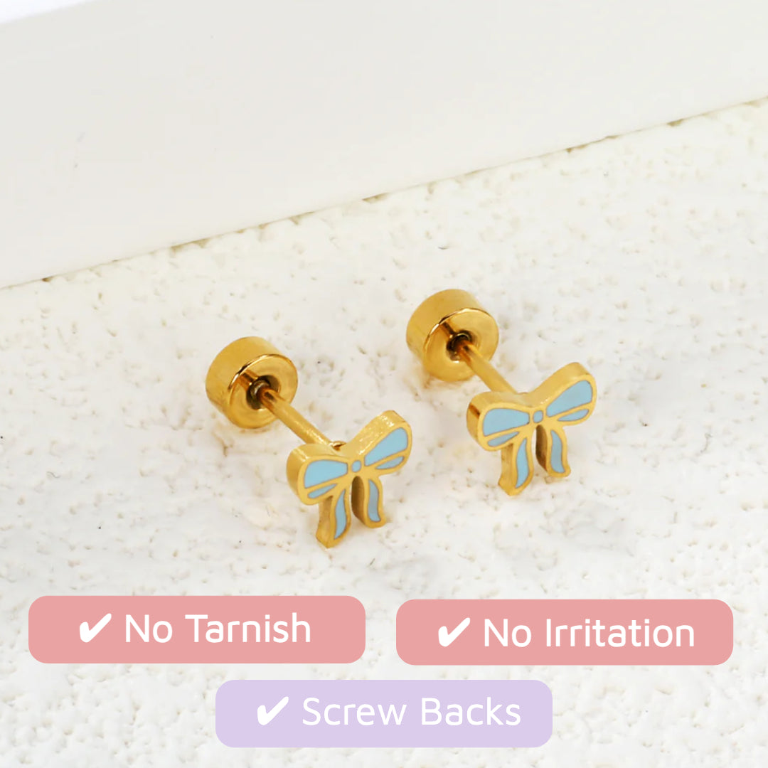 Frosted Bow Flat Back Studs