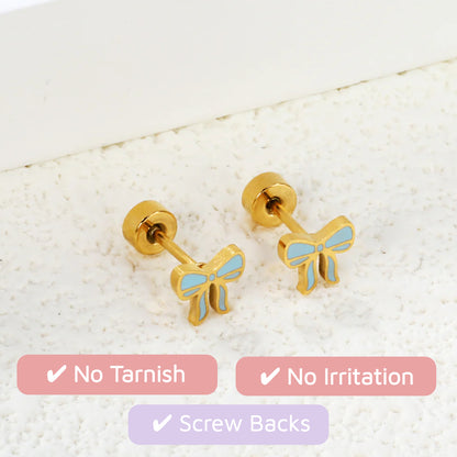 Frosted Bow Flat Back Studs