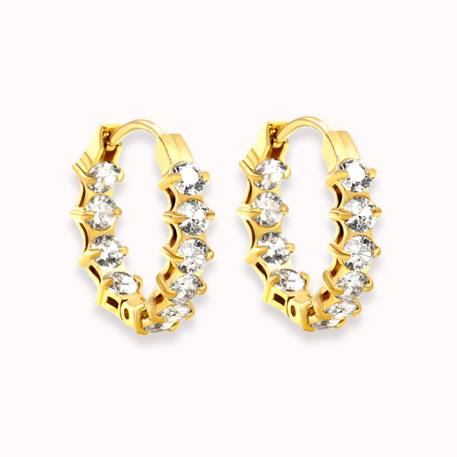 Starlight Spark CZ Diamond Hoops Gold