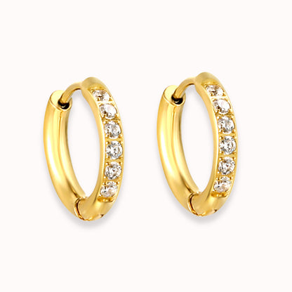 Gold Glow Band CZ Diamond Huggie