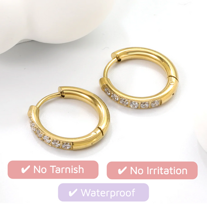 Gold Glow Band CZ Diamond Huggie