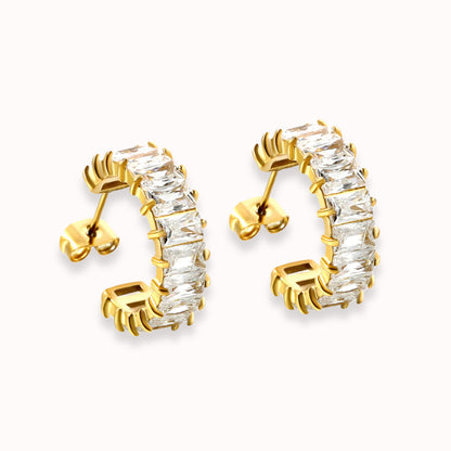 Sparkle Pop CZ Diamond Hoops Gold