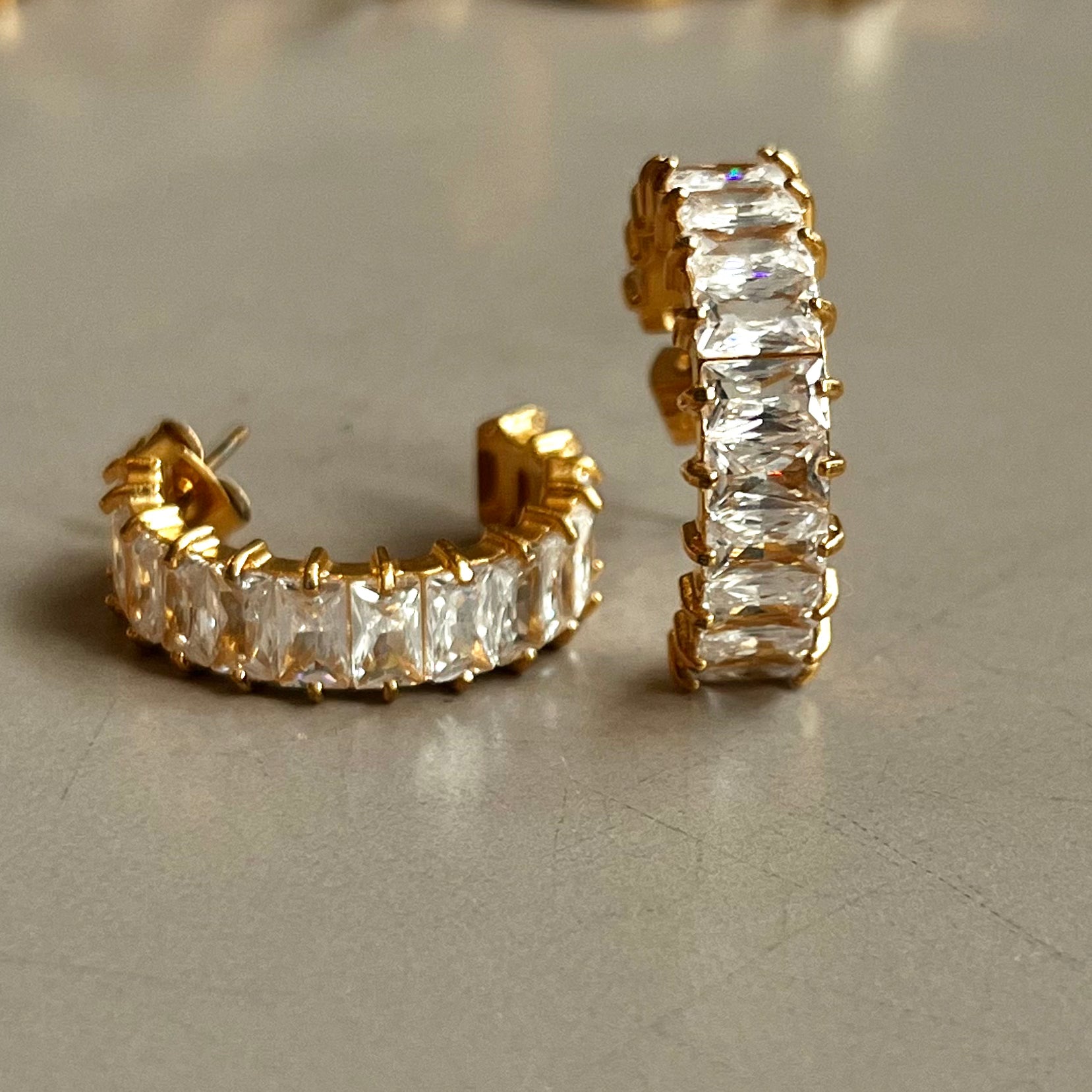 Sparkle Pop CZ Diamond Hoops Gold