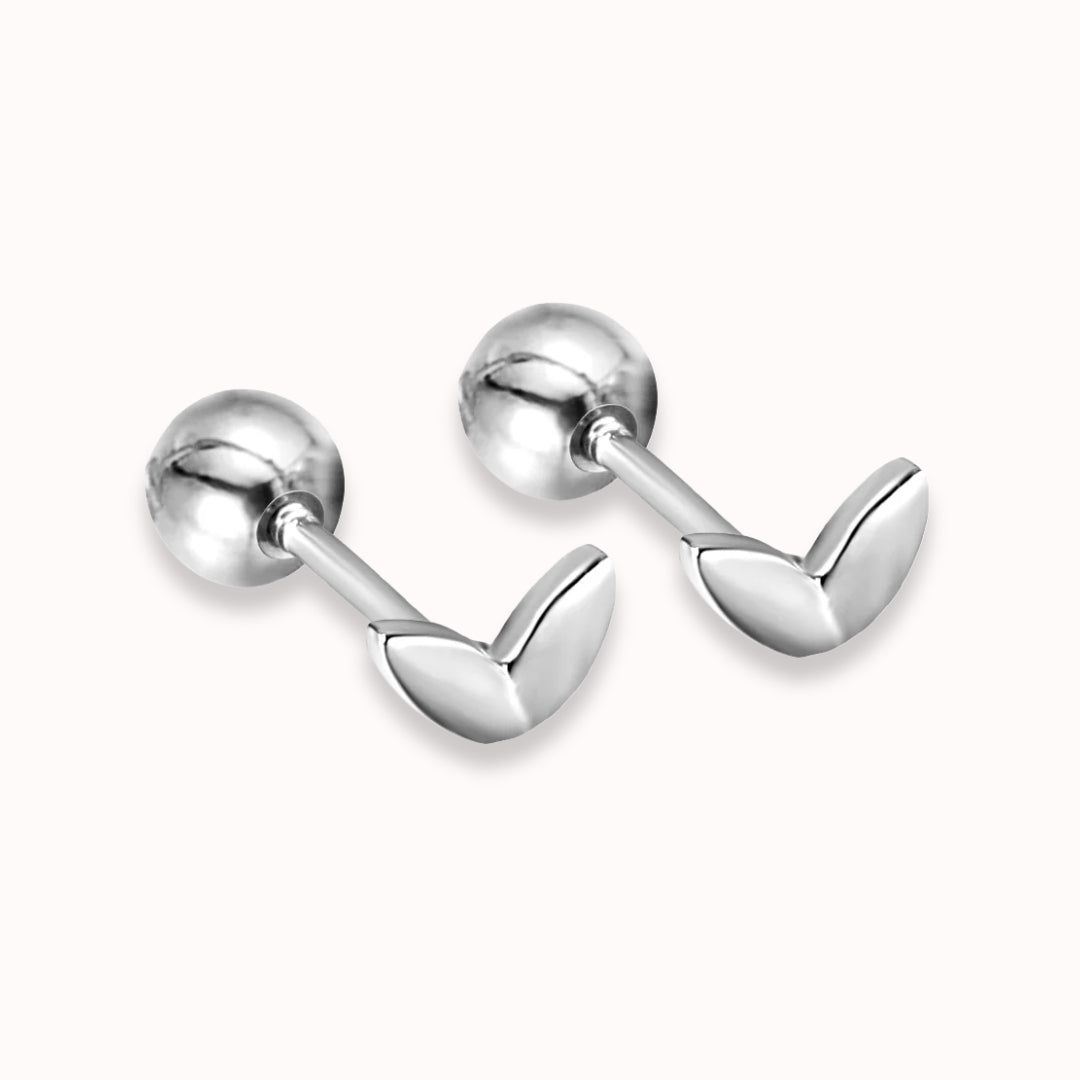 Mini Leaf Screw Back Studs Silver
