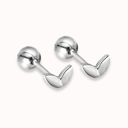 Mini Leaf Screw Back Studs Silver