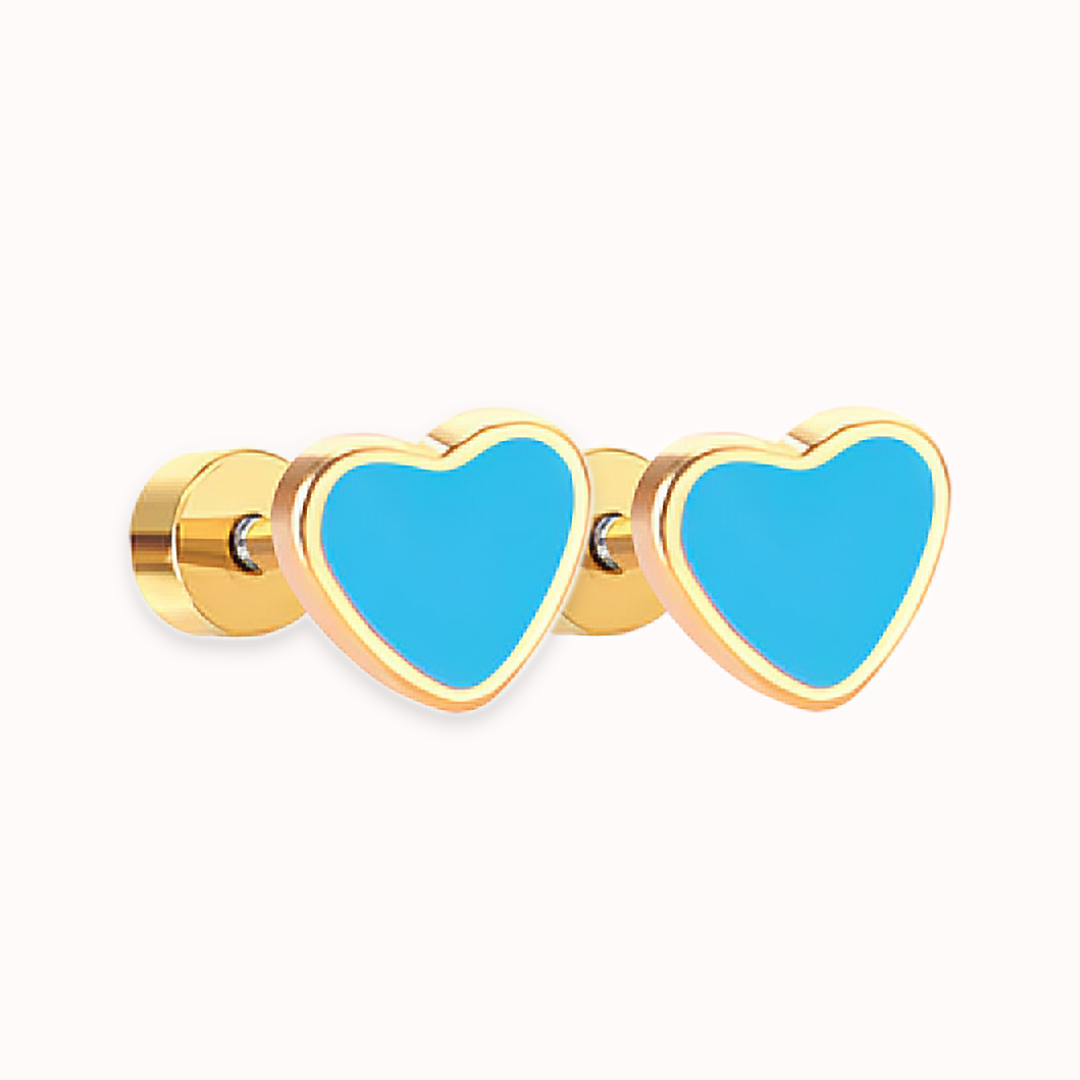 Love Heart Flat Back Studs Gold