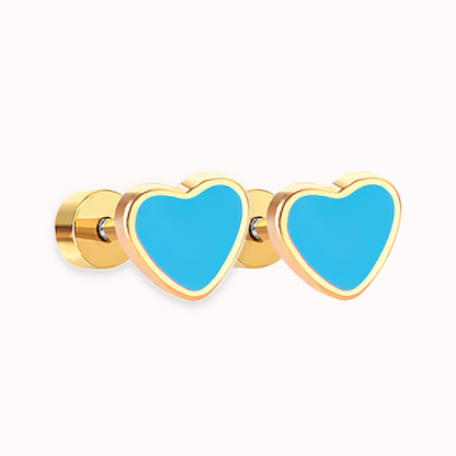 Love Heart Flat Back Studs Gold