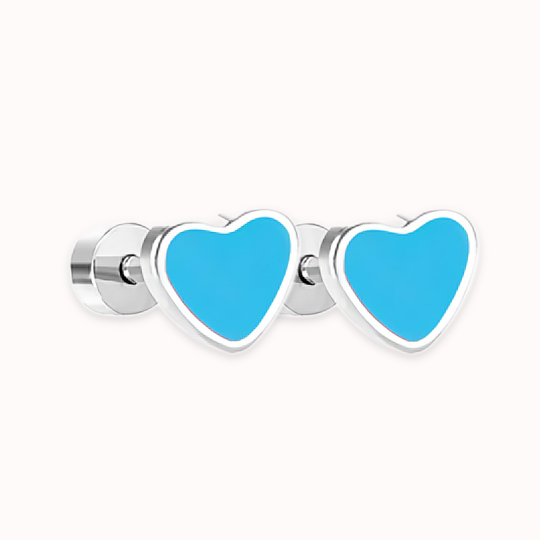 Love Heart Flat Back Studs Silver