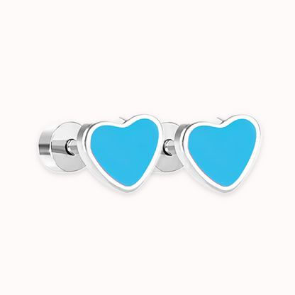 Love Heart Flat Back Studs Silver