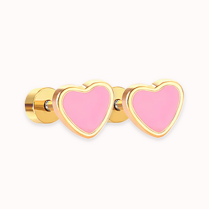 Love Heart Flat Back Studs Gold