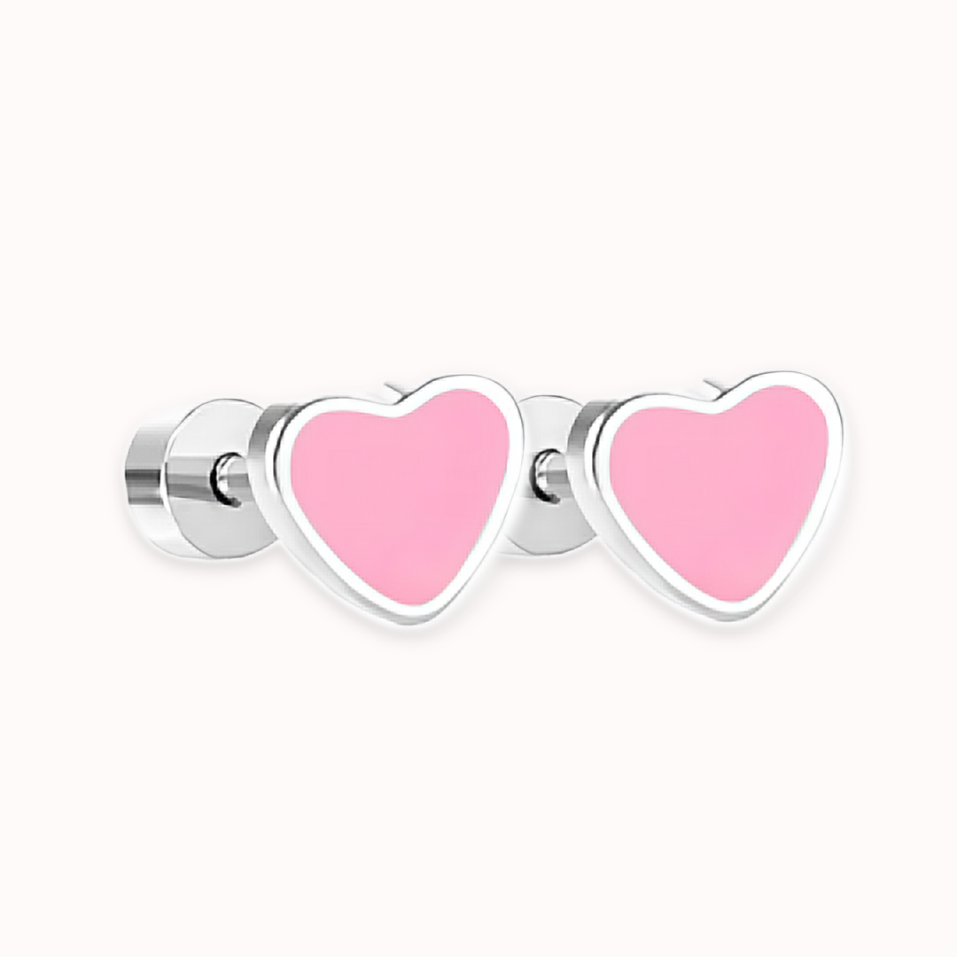 Love Heart Flat Back Studs Silver