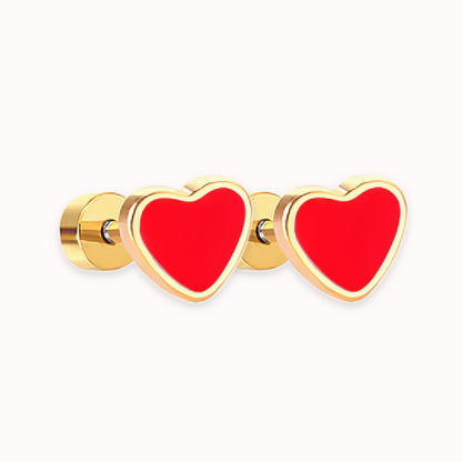 Love Heart Flat Back Studs Gold