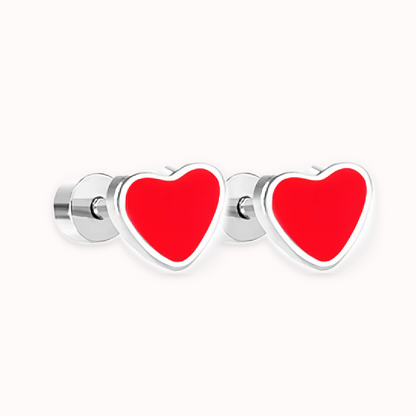 Love Heart Flat Back Studs Silver