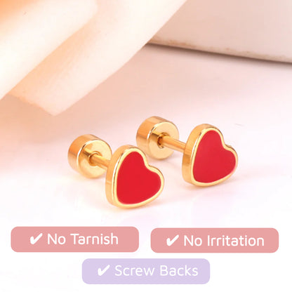 Love Heart Flat Back Studs Gold