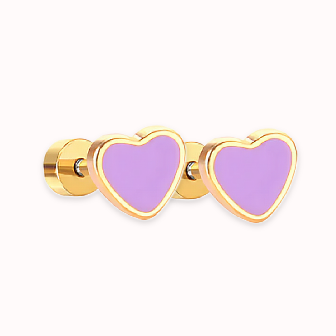 Love Heart Flat Back Studs Gold