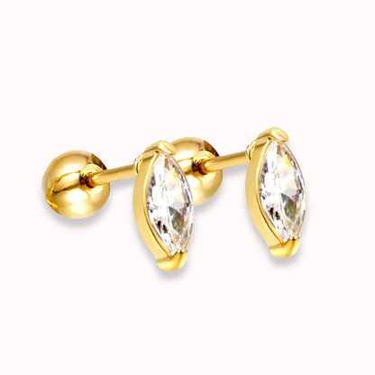 Marquise Sparkle Stud Gold