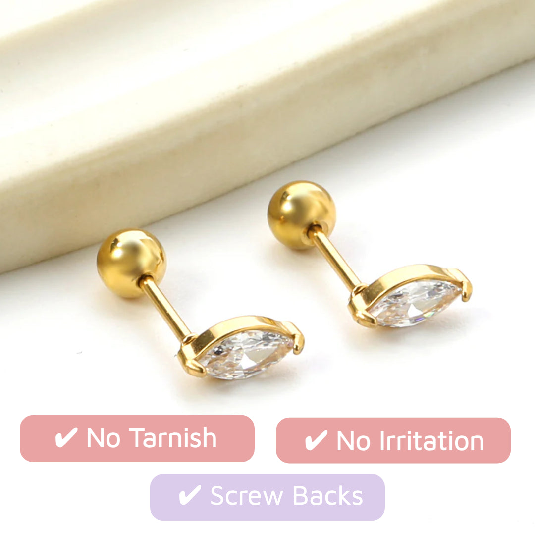 Marquise Sparkle Stud Gold