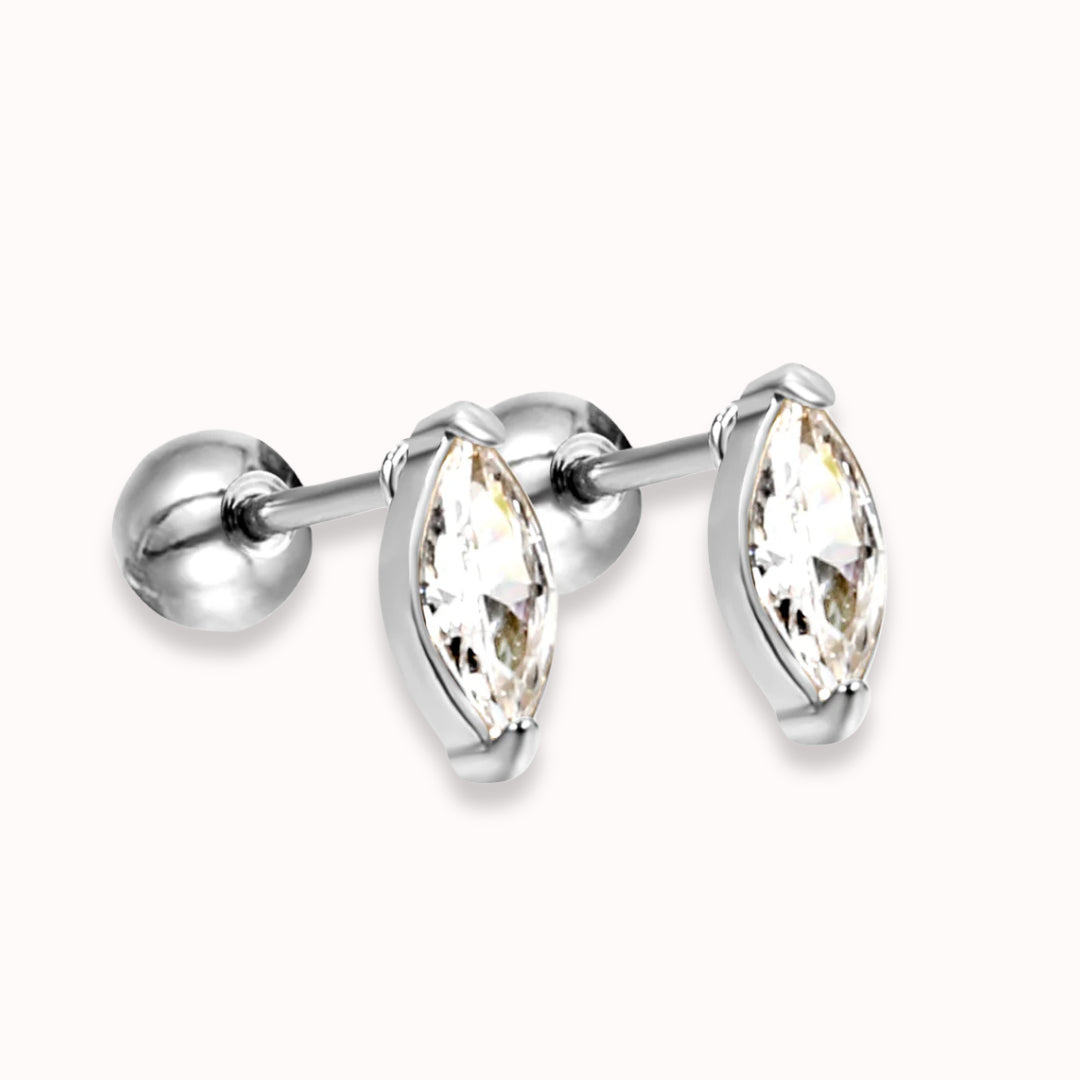 Marquise Sparkle Stud Silver