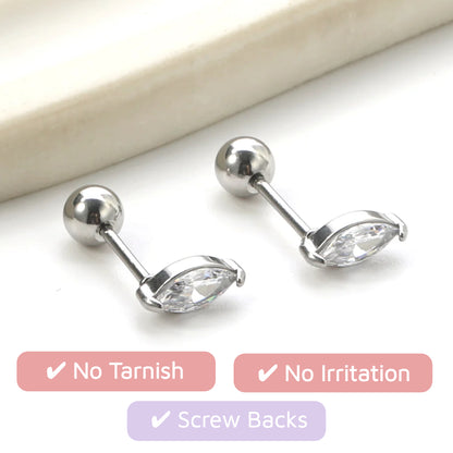 Marquise Sparkle Stud Silver