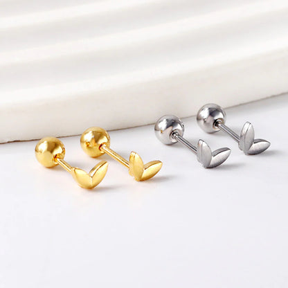 Mini Leaf Screw Back Studs Gold