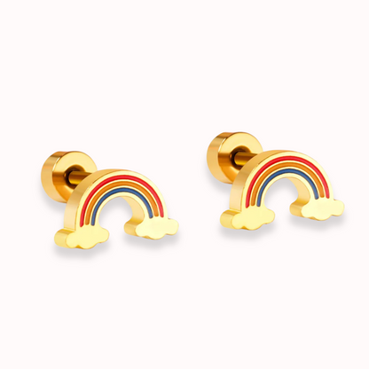 Rainbow Flat Back Studs Gold