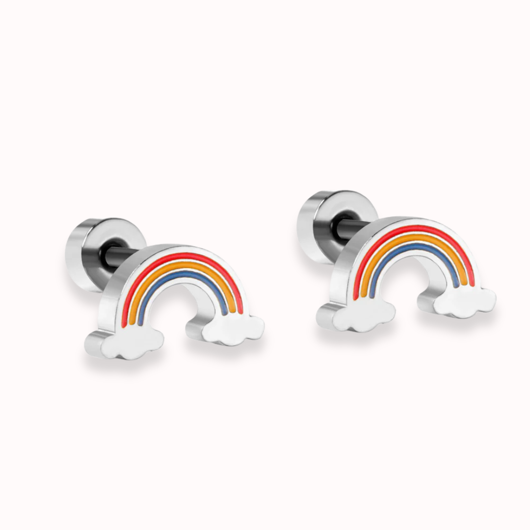 Rainbow Flat Back Studs Silver