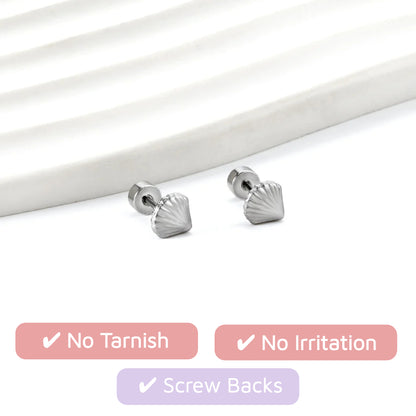Seashell Flat Back Stud Silver