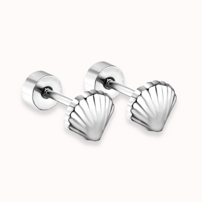 Seashell Flat Back Stud Silver