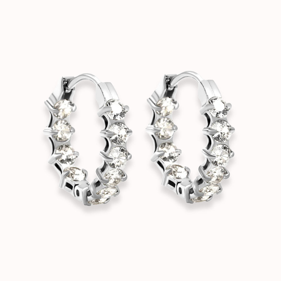 Starlight Spark CZ Diamond Hoops in silver: hoop earrings set with cubic zirconia
