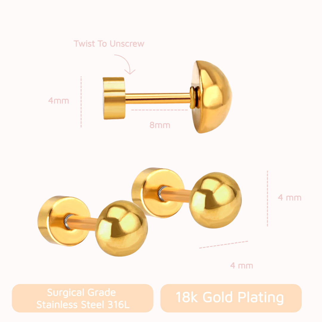 Simple Flat Back Studs Gold