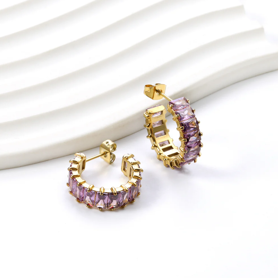 Sparkle Pop CZ Diamond Hoops Gold