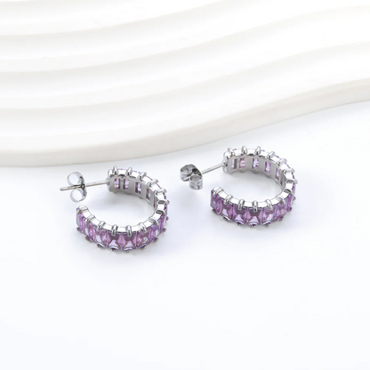 Sparkle Pop CZ Diamond Hoops Gold