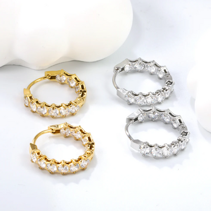 Starlight Spark CZ Diamond Hoops Gold