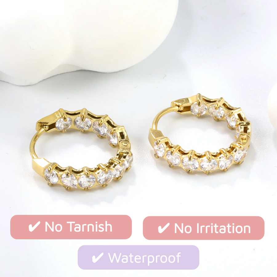 Starlight Spark CZ Diamond Hoops: hoop earrings set with cubic zirconia
