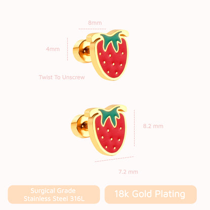 Strawberry Delight Flat Back Studs Gold