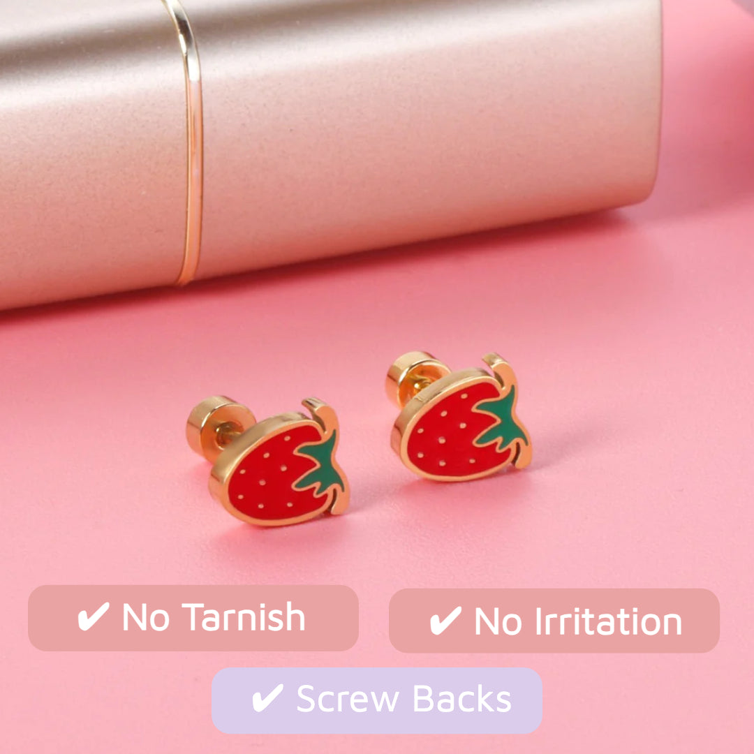 Strawberry Delight Flat Back Studs Gold