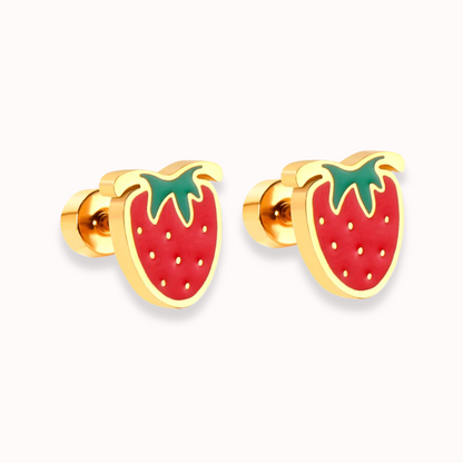 Strawberry Delight Flat Back Studs Gold