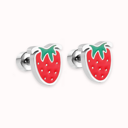 Strawberry Delight Flat Back Studs Silver