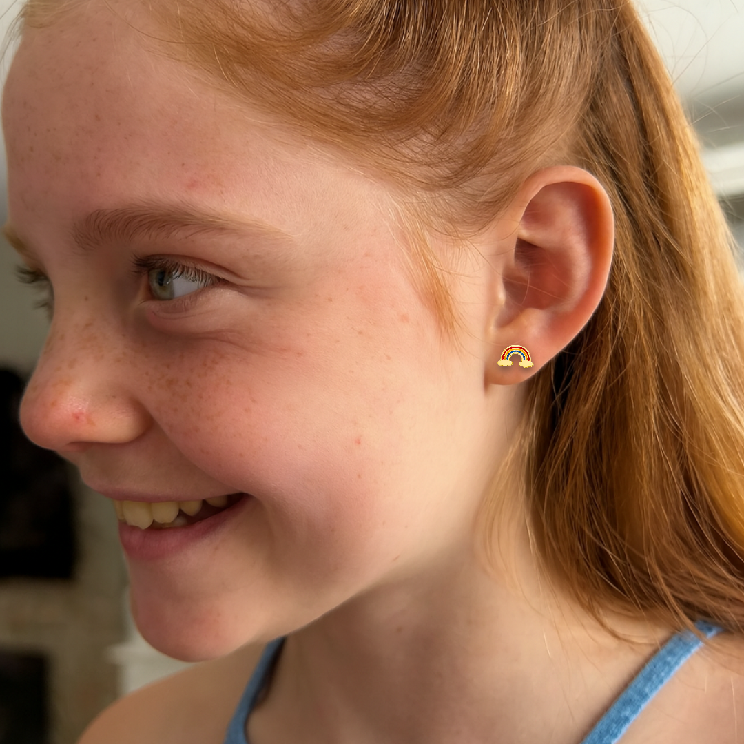 Rainbow Flat Back Studs Gold