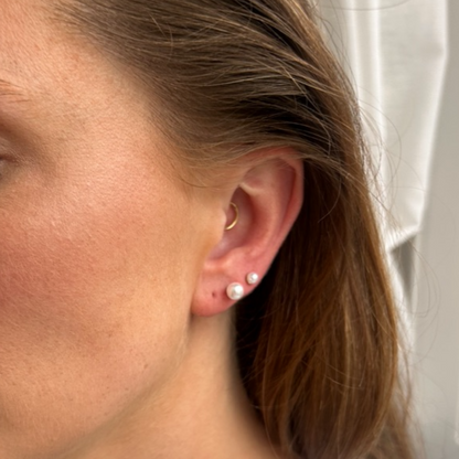 White Pearl Flat Back Studs Silver