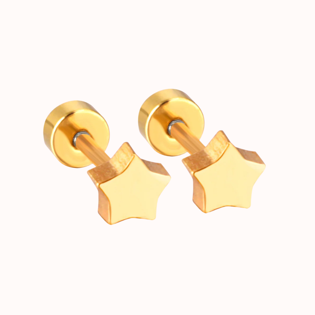 Star Flat Back Studs Gold