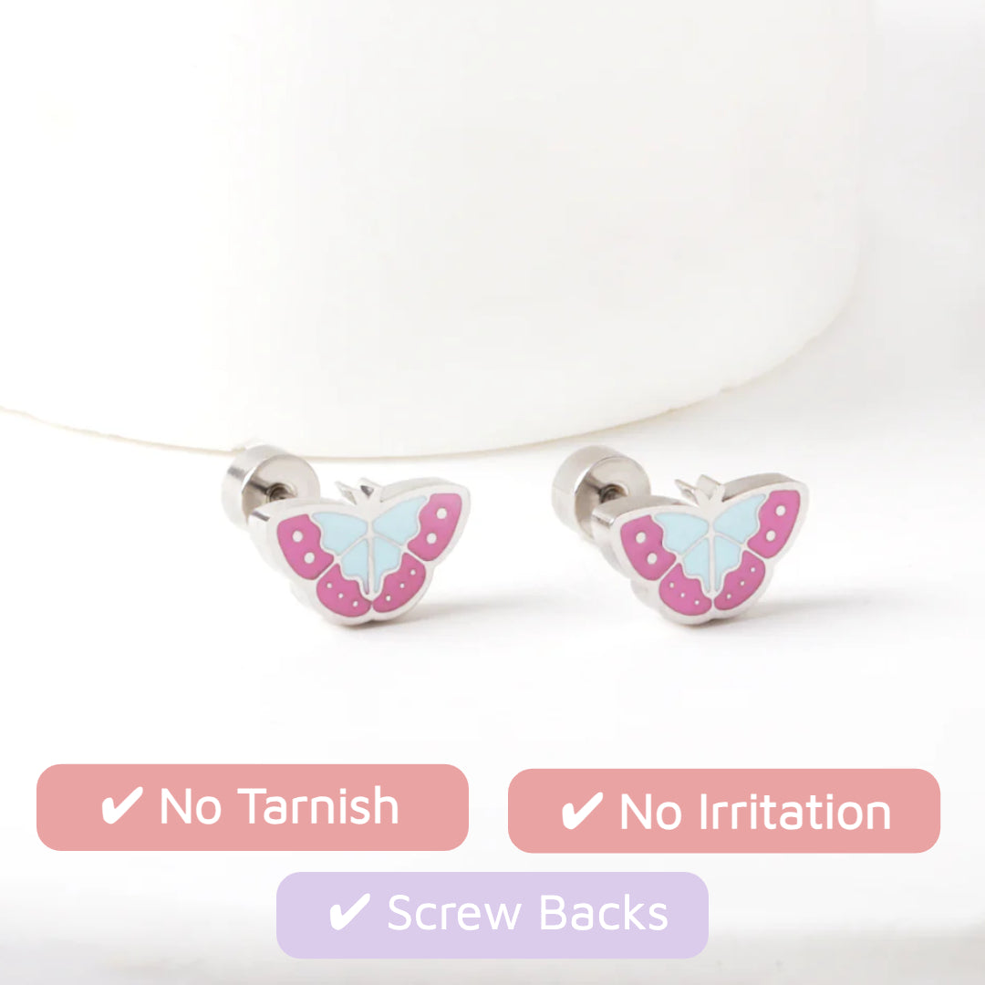 Vibrant Butterfly Flat Back Studs Gold