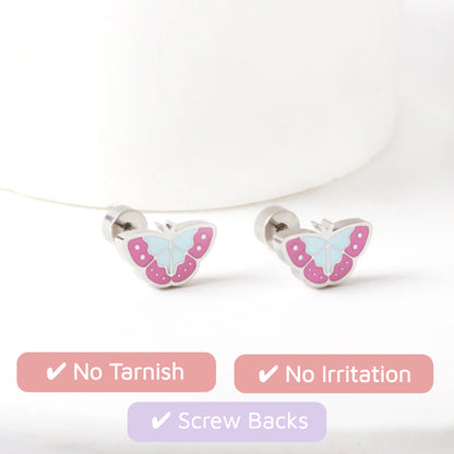 Vibrant Butterfly Flat Back Studs Gold