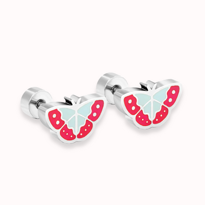 Vibrant Butterfly Flat Back Studs Silver